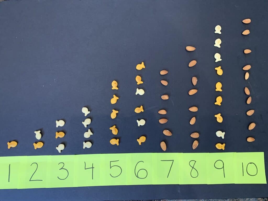 simple hands-on activity with goldfish and counting