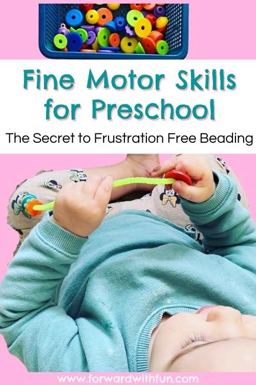 beading fine motor skills development, preschool activity