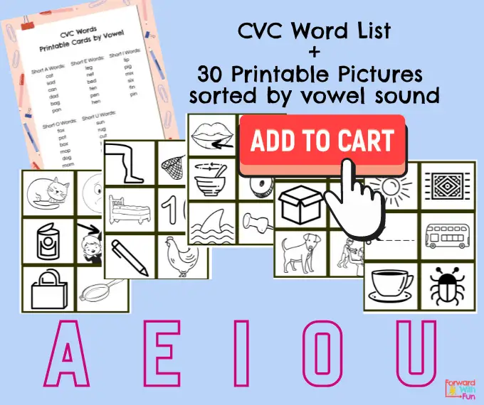 Printable CVC words with pictures pdf