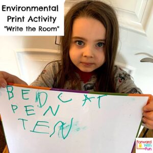 Environmental print activity "write the room"