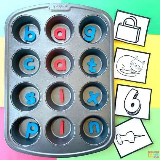 how to teach cvc words activity with a muffin pan