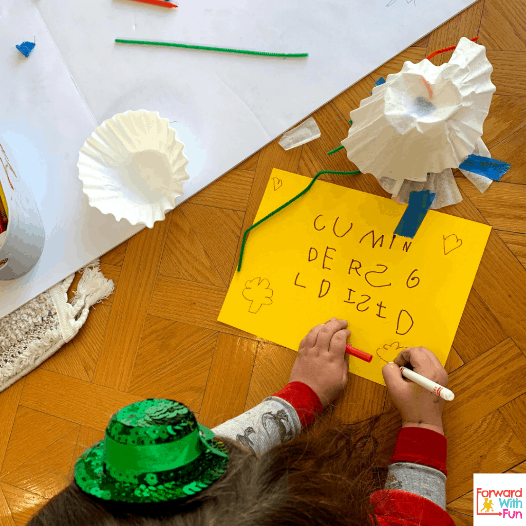 child making a leprechaun trap