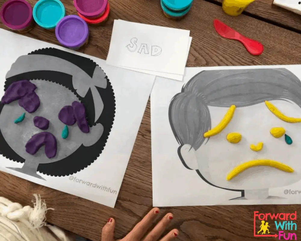 Sad emotion play dough mats