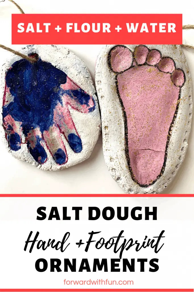 salt dough hand and foot print ornaments