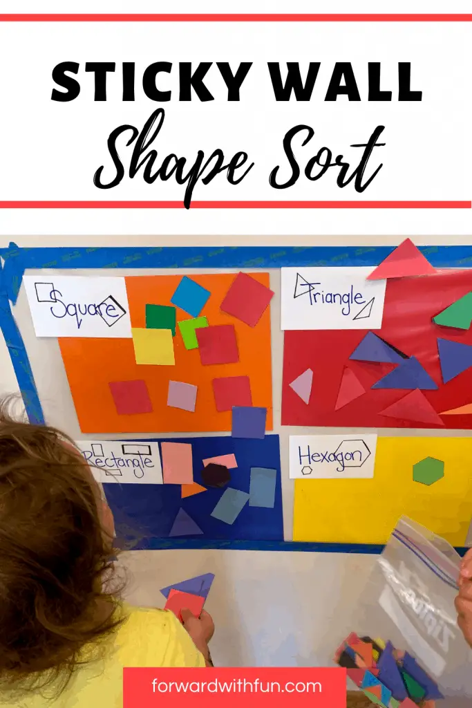 sorting shapes on a sticky wall