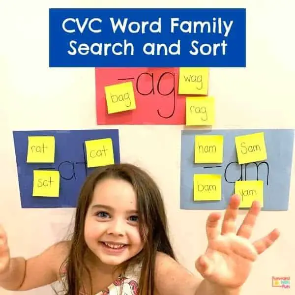 how to teach cvc word families with post its