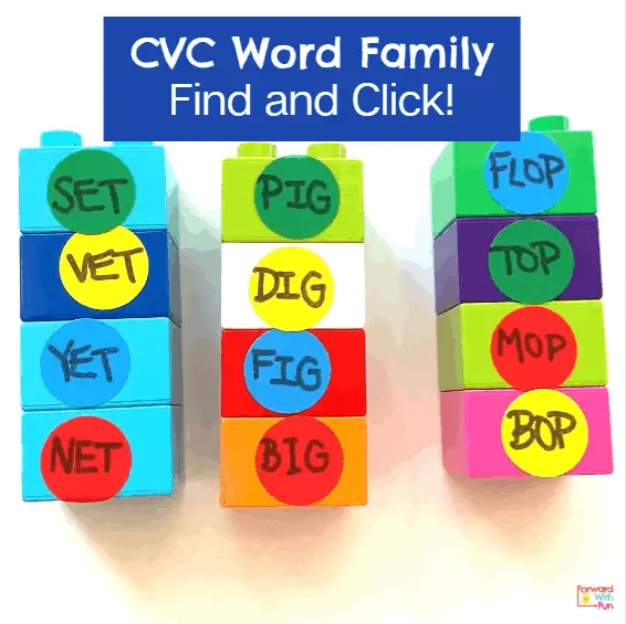 using duplos for how to teach cvc word families