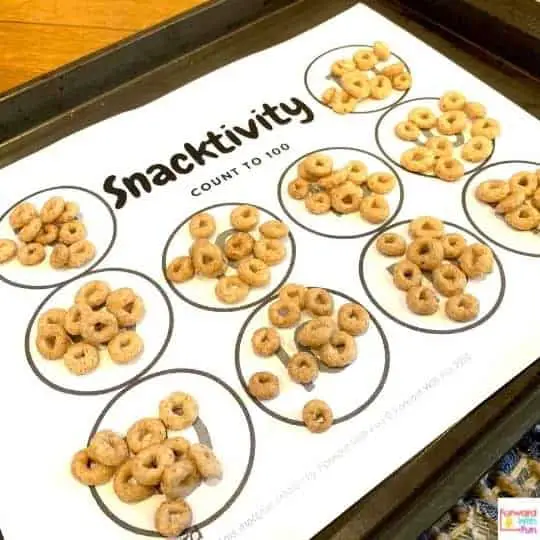 count to 100, counting collection of cheerios