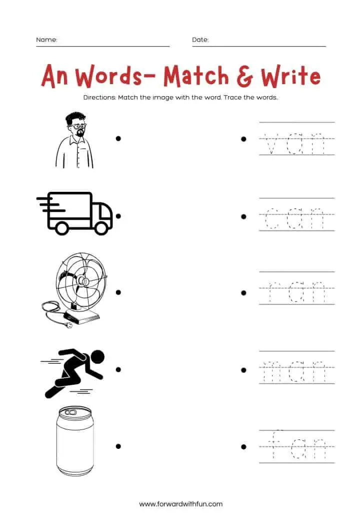 AN words match and write