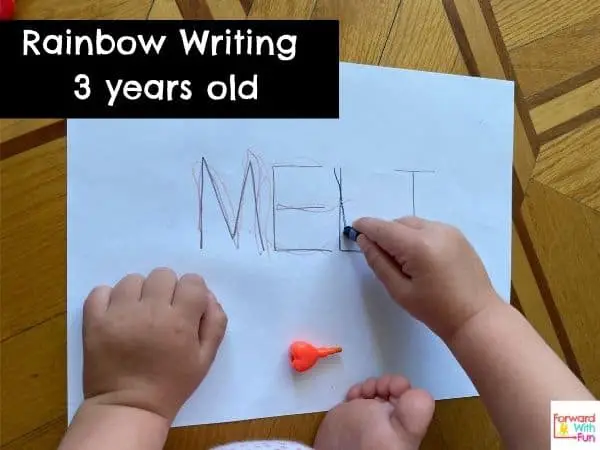 rainbow name writing 3 years old
