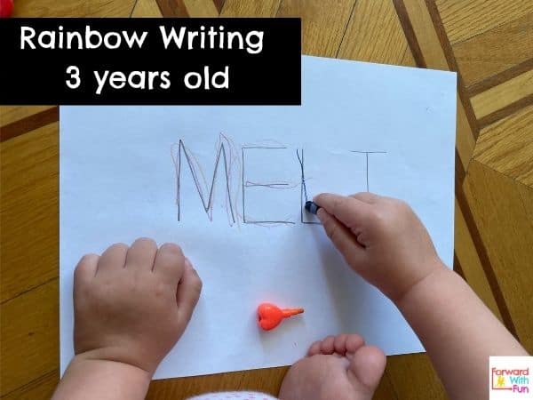 rainbow name writing 3 years old