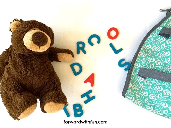 ending sounds activities with stuffed animal and magnetic letters