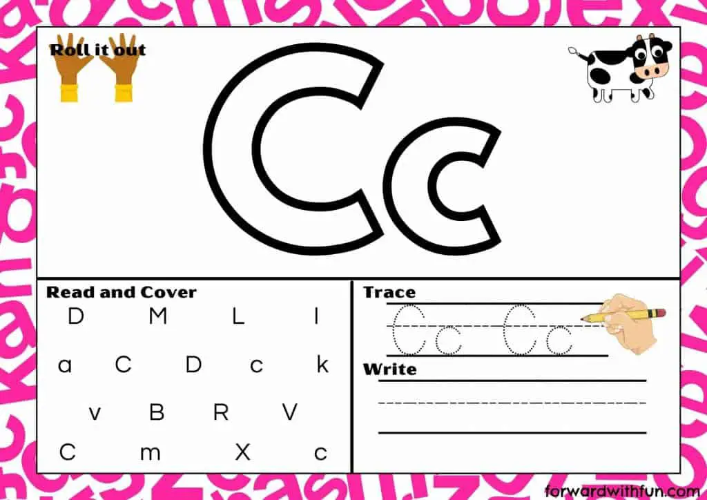 letter C playdough mat (set includes complete alphabet)