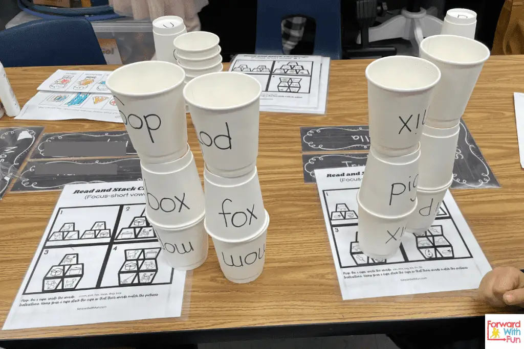 independent reading challenge stacking cups