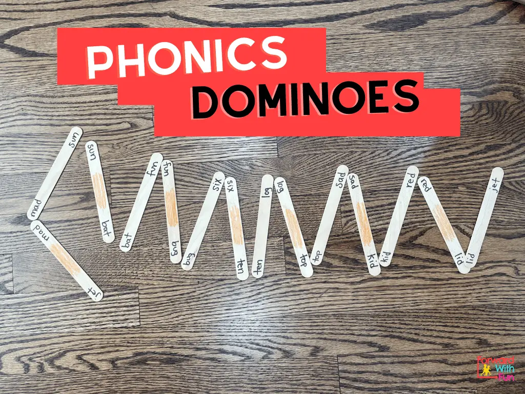 independent reading center with phonics dominoes