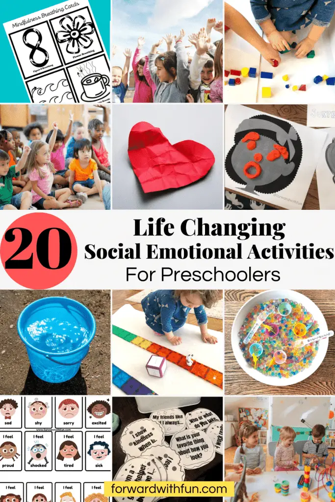 collage of 12 social emotional activities for preschoolers