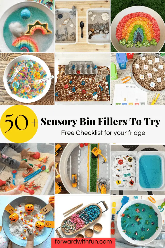 The Ultimate List of Sensory Bin Fillers - Free Printable - Forward ...