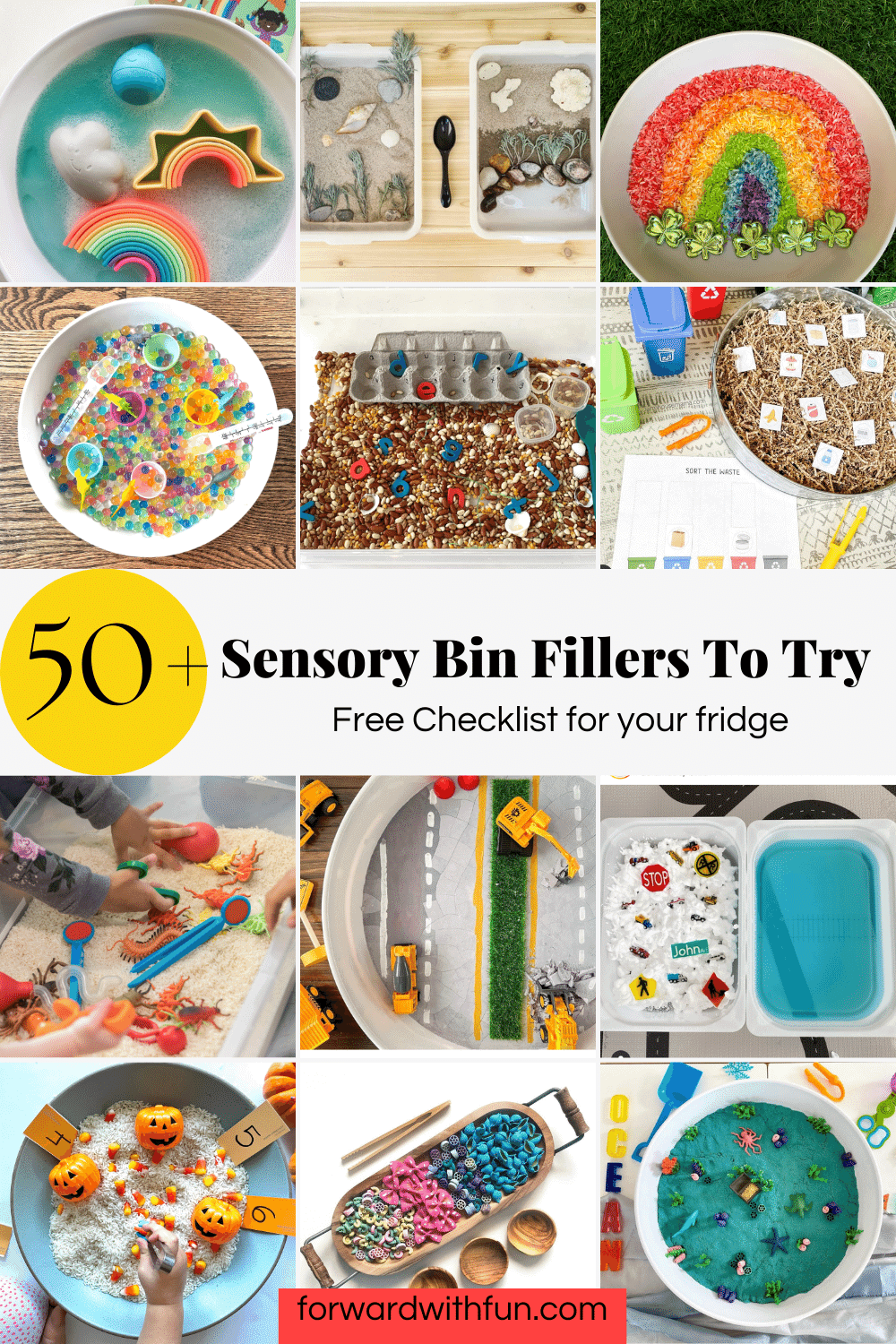 The Ultimate List of Sensory Bin Fillers Free Printable Forward