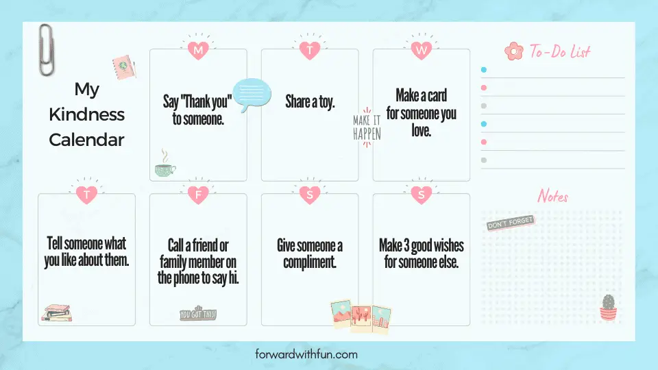 creating a kindness calendar as a social emotional activity for preschoolers