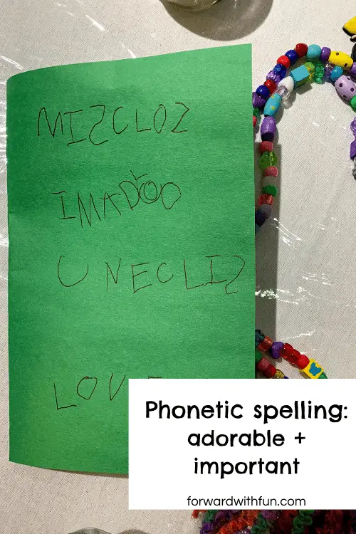 note written with inventive spelling