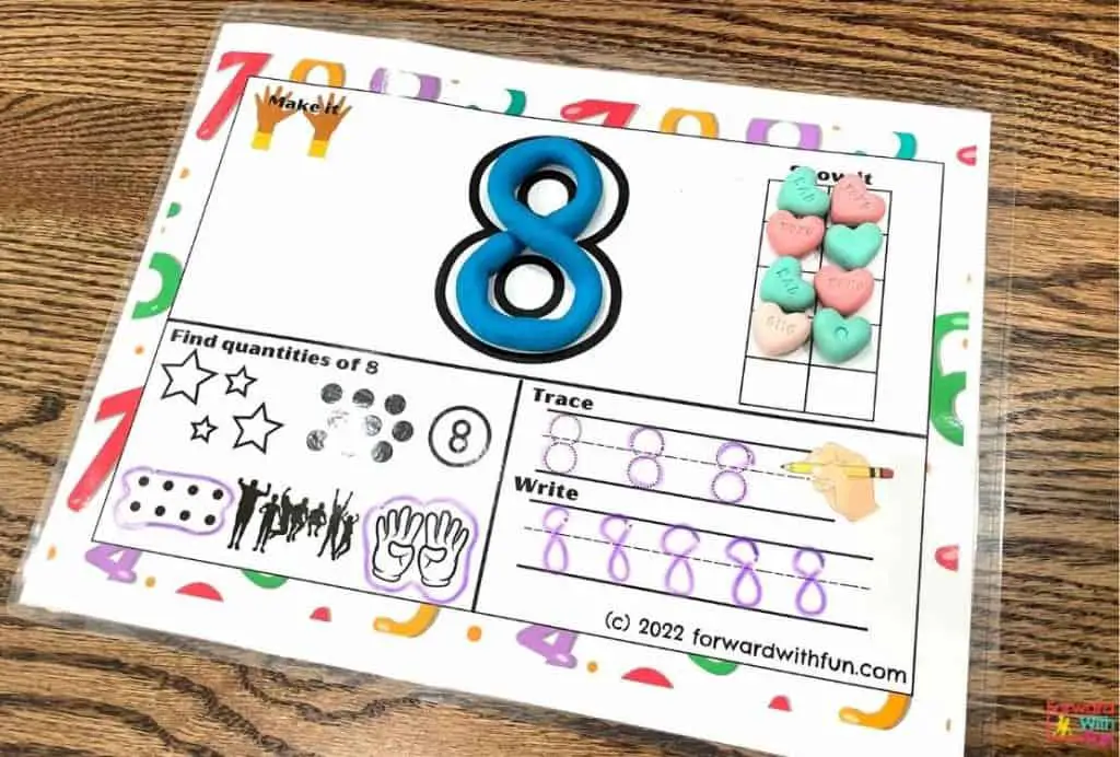 number mat 8 showing 5 ways to teach that numeral