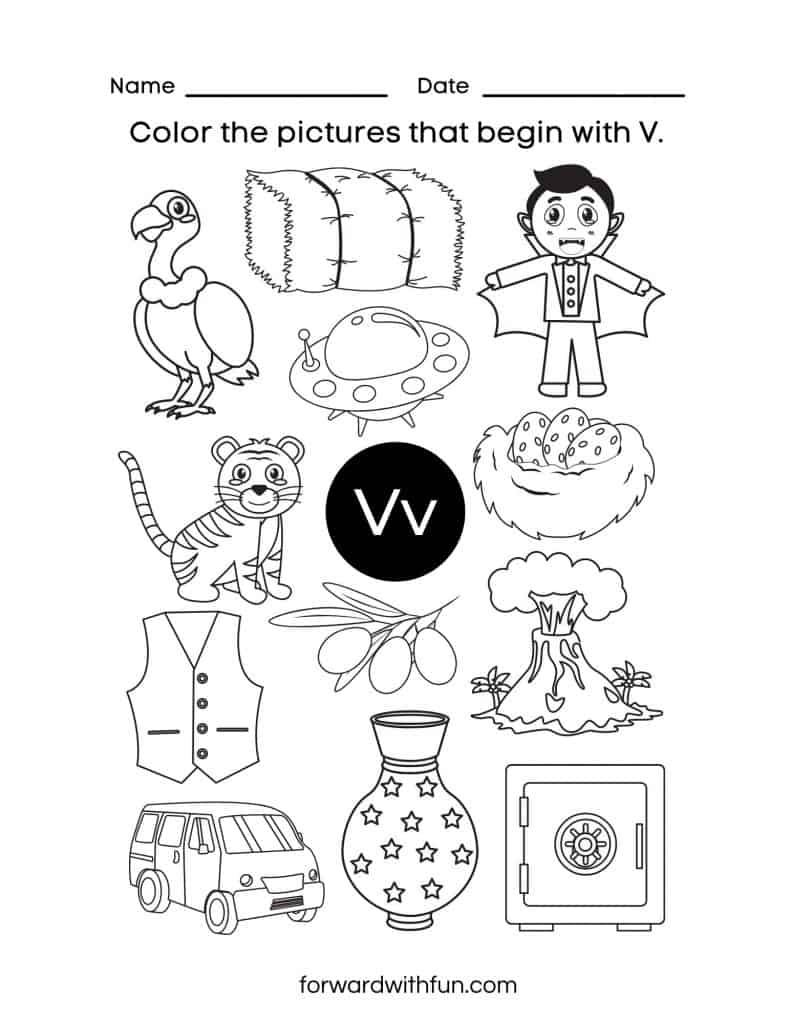 Letter V Worksheet