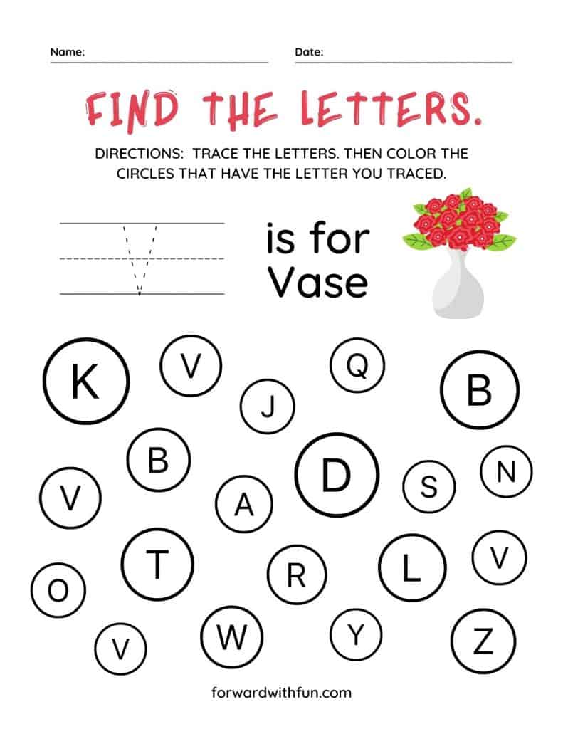 find the letter v