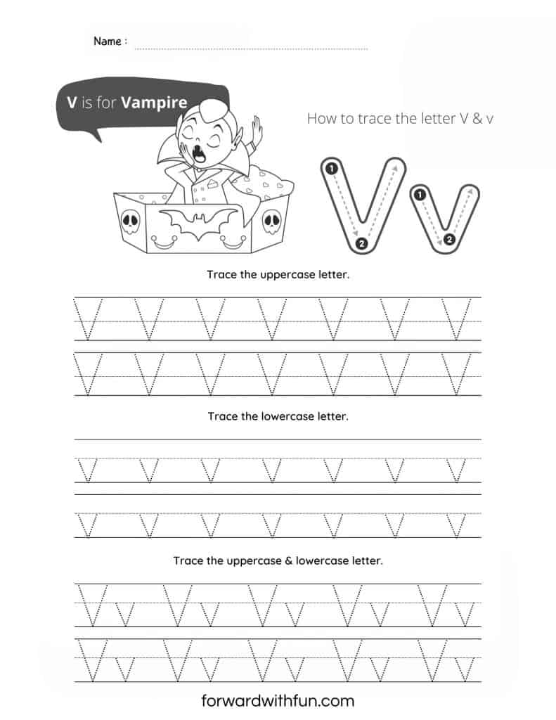 letter v tracing worksheets