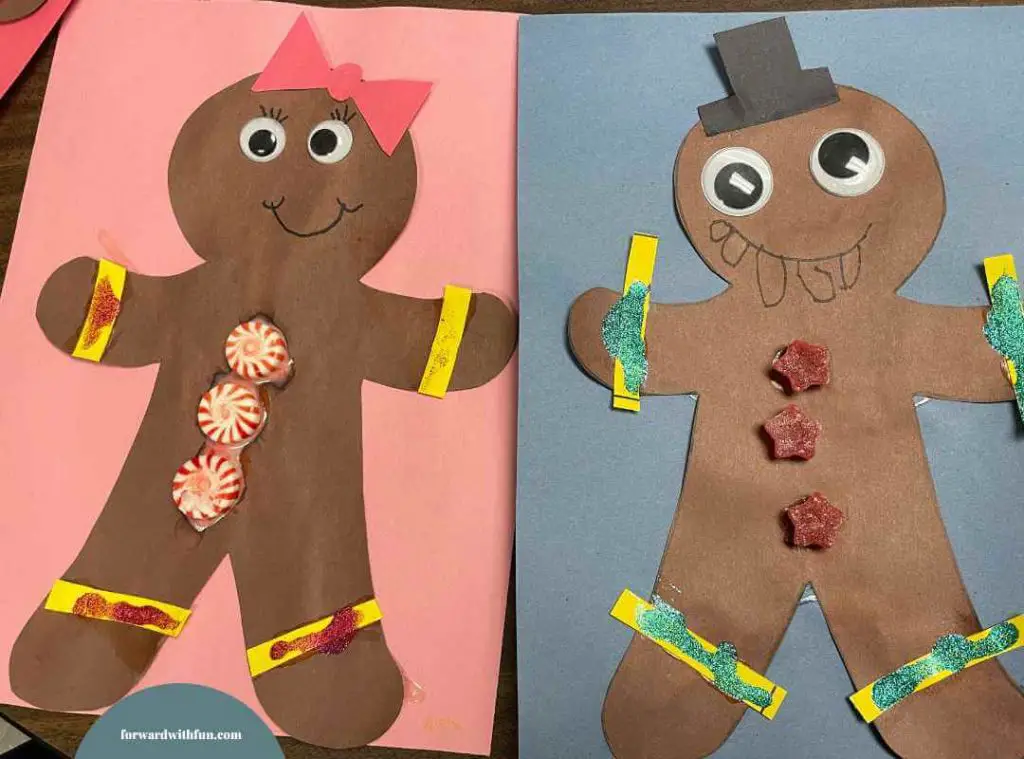 2 cute gingerbread crafts to use as prompts for kindergarten winter writing project