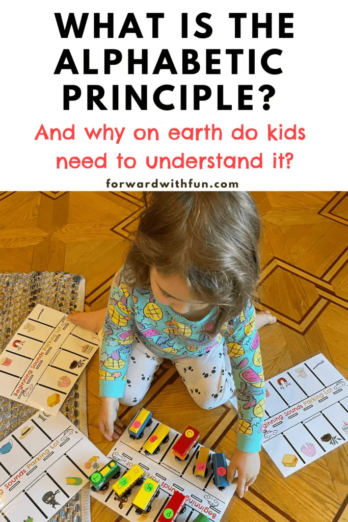 alphabetic principle child playing with letter cars