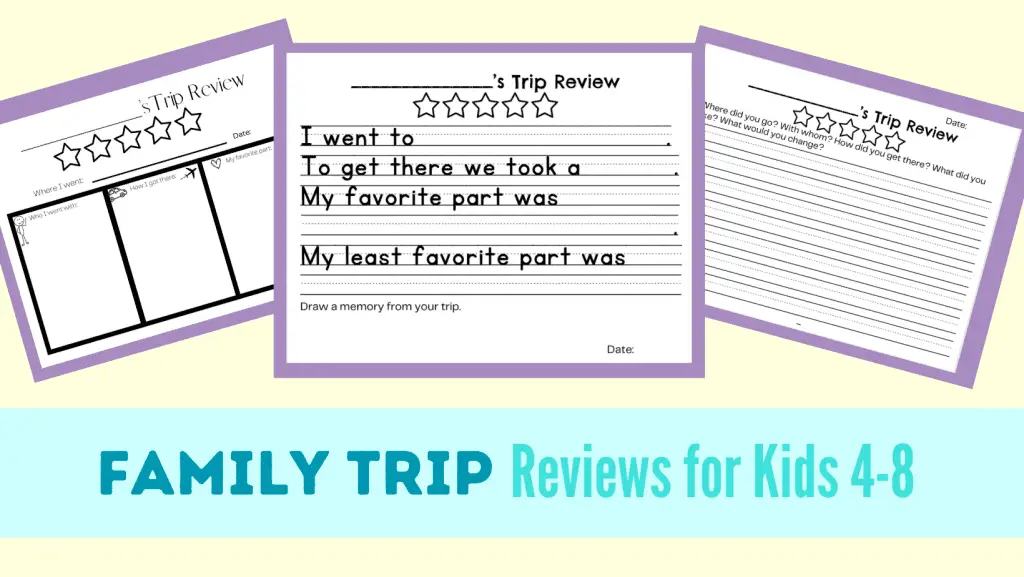 examples of the 3 trip review vacation worksheets for kids to fill out