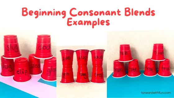 cup stacking challenges for beginning consonant blends