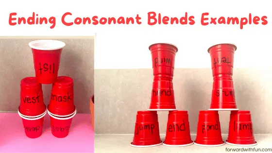cup stacking challenges for ending consonant blends