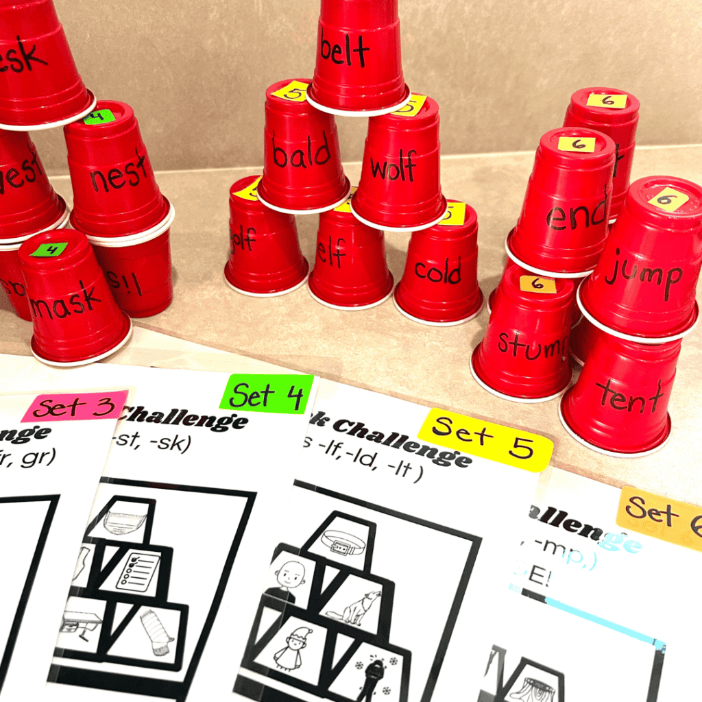 cups for consonant blends sets for games