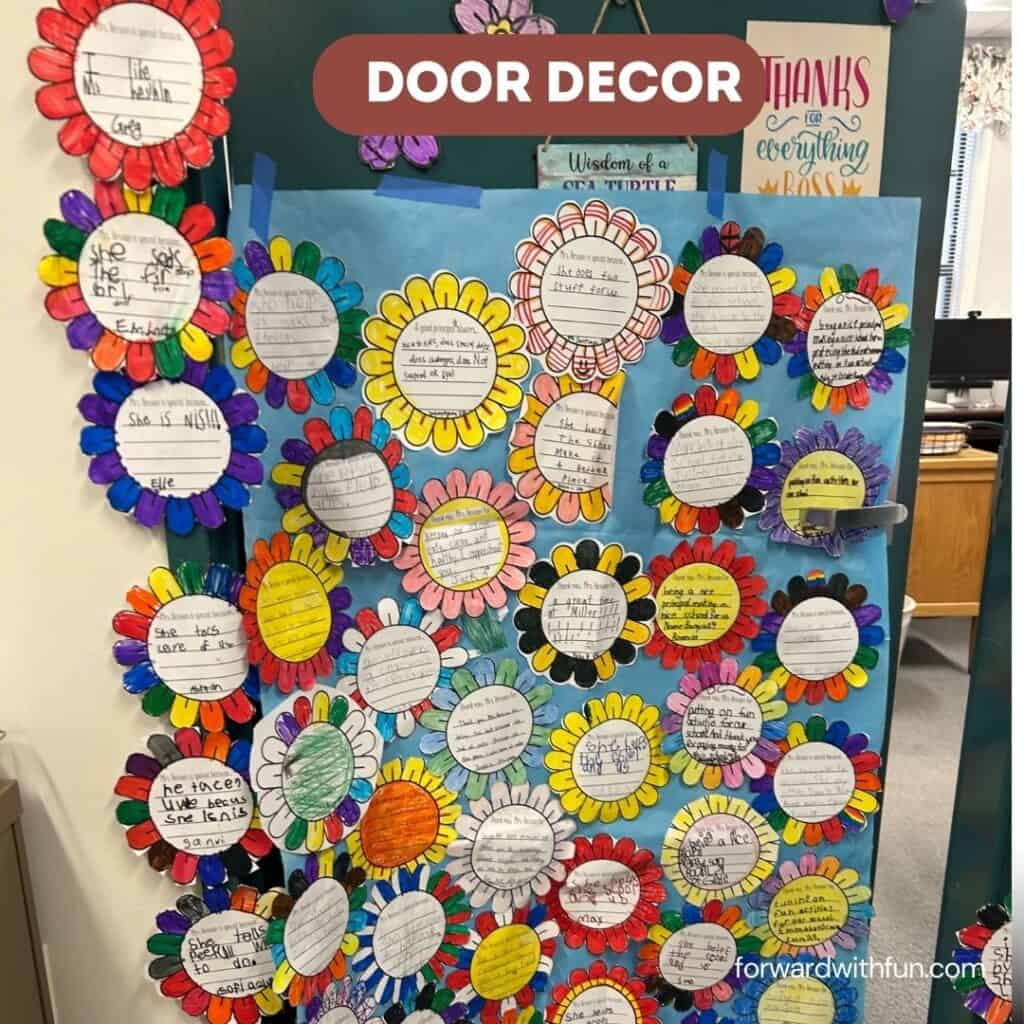 decorated principals door at school