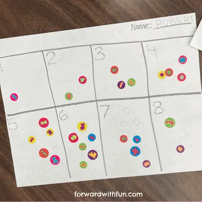 one to one correspondence sticker matching activity for preschool