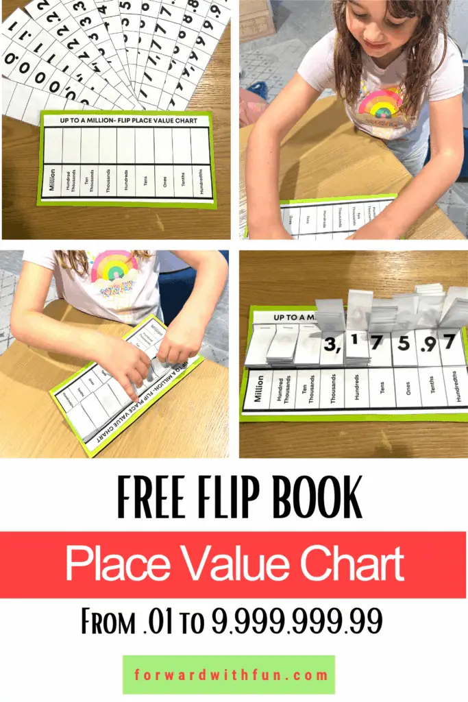 child using the flip book place value chart