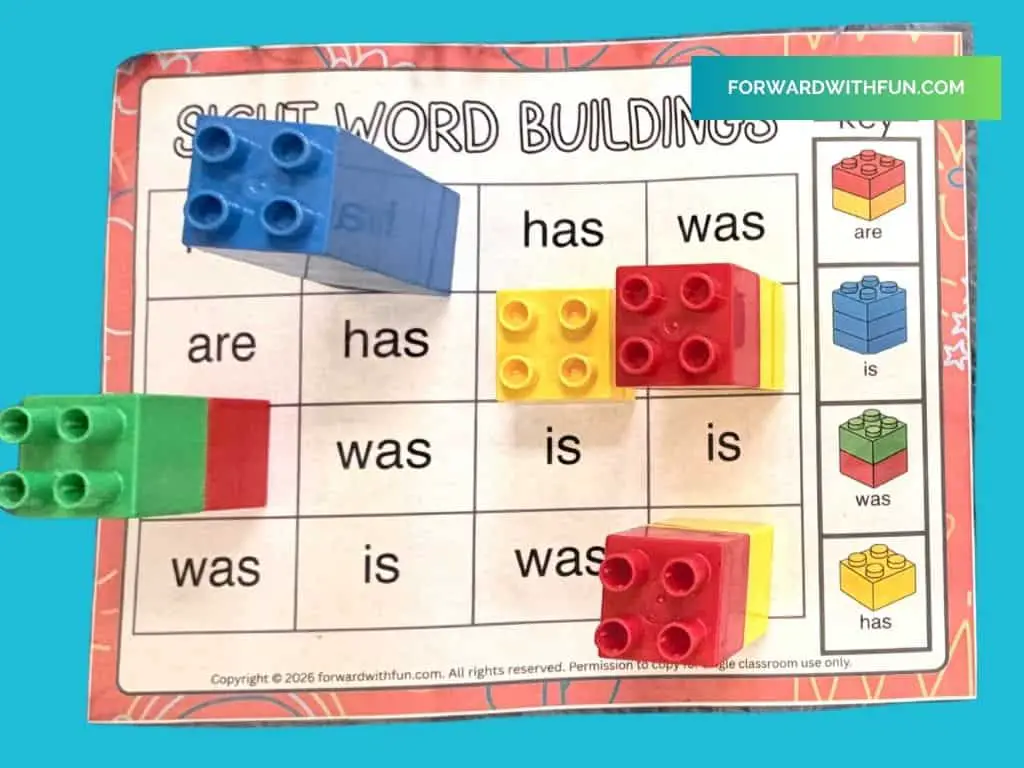 sample sight words games mat with duplo legos this time