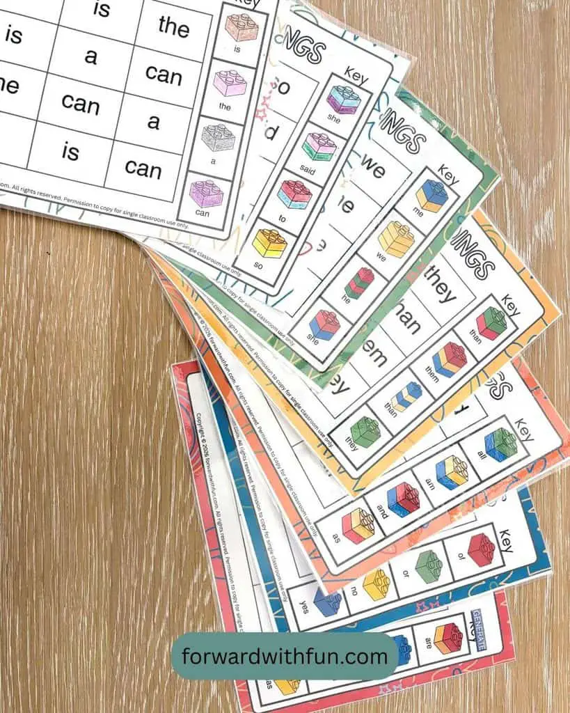 close up of these fabulous sight word games